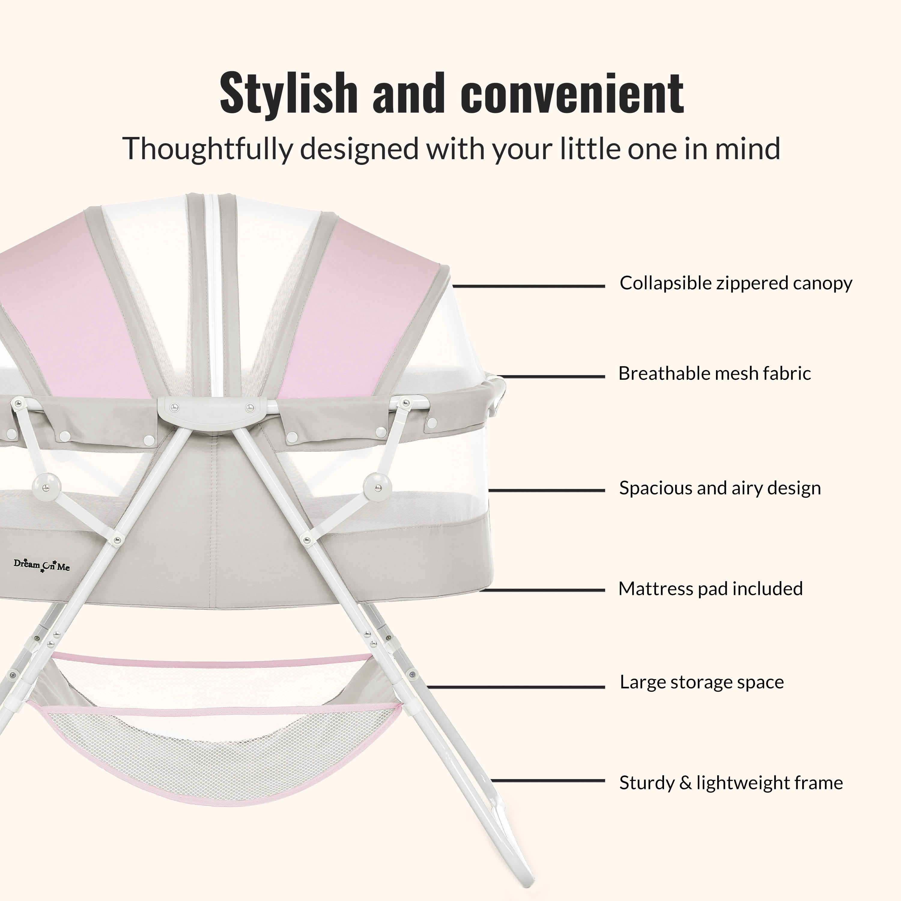 Dream On Me Karley, Portable, Lightweight, Folding Bassinet