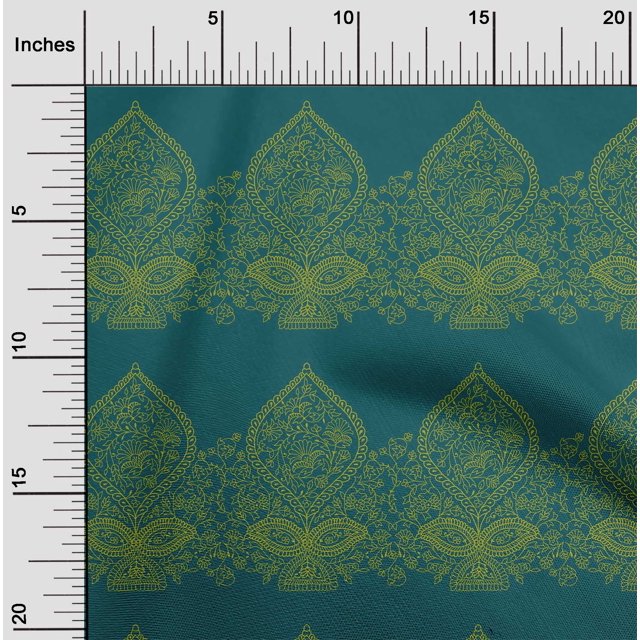 oneOone Polyester Lycra Fabric Leaves & Floral Block Print Fabric By Yard 56 Inch Wide