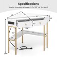 thumbnail image 3 of Costway Corner Desk with Built-in Charging Station Storage Drawers & Open Shelves Office White, 3 of 10