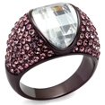 thumbnail image 1 of Bague en Acier Inoxydable IP Brun Foncé (IP coffee) avec Zircone Cubique de Qualité AAA Transparente pour Femmes Couleur de Pierre Transparente Style TK1692DC Taille 8, 1 of 4
