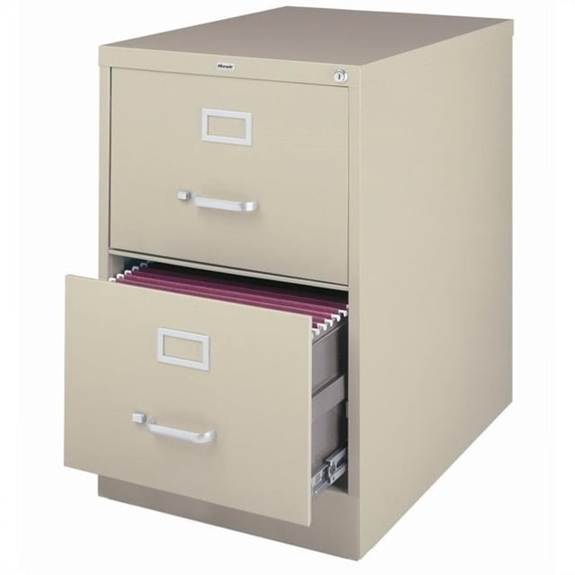 26.5" Deep 18" Wide Commercial Grade 2 Drawer Metal Vertical Legal File Cabinet in Putty