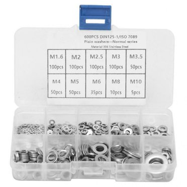 600Pcs Flat Washer 304 Stainless Steel Washers Assortment Set Value Kit