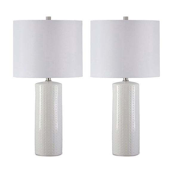 Signature Design by Ashley Steuben Ceramic Table Lamp in White (Set of 2)