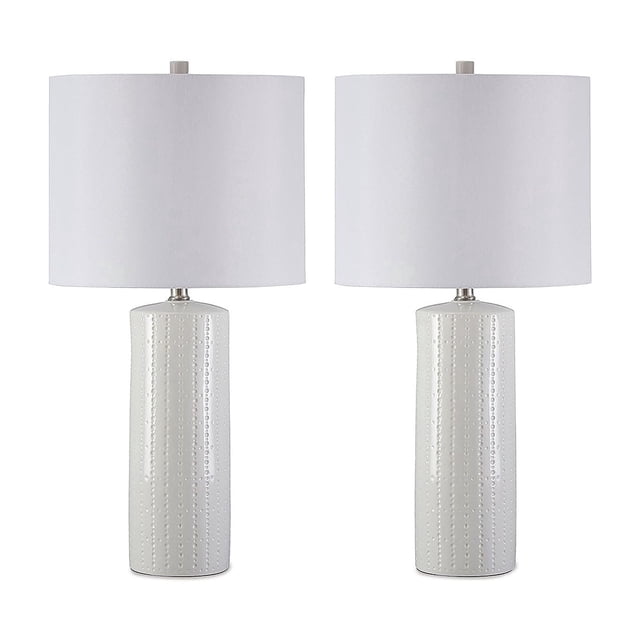 Signature Design by Ashley Steuben Ceramic Table Lamp in White (Set of 2)