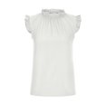 thumbnail image 3 of Timegard Tank Tops for Women Crew Neck Ruffle Sleeve Ruched Solid Color Comfy Work Casual Tunic Tops, 3 of 5