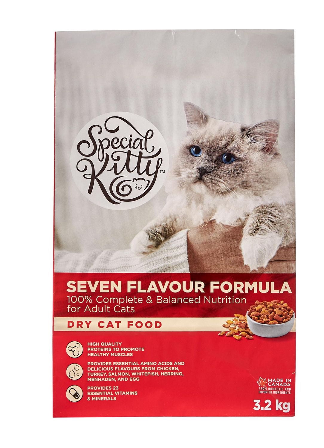 Nourriture sèche Special Kitty pour chats avec formule à sept saveurs
