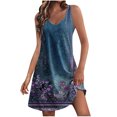 thumbnail image 1 of Robes pour Femmes Décontractées Femmes Imprimé Imprimé Sans Manches Robe à Col en V avec Poche, 1 of 1