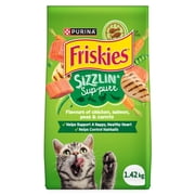Purina Friskies Sizzlin’ Sup-purr Falvours of Chicken, Salmon, Peas & Carrots, Dry Cat Food, 1.42 kg