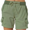thumbnail image 2 of hotojiny Shorts Cargo pour Femmes Taille Haute à Cordon Grande Taille Shorts de Randonnée Décontractés Jambe Droite Ourlés Bermuda de Randonnée, 2 of 7