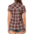 thumbnail image 3 of INSPIRE CHIC Chemise à Carreaux à Manches Courtes à Boutons devant Style Boyfriend pour Femme, 3 of 6