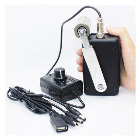 Générateur Portatif à Manivelle 30W Petite Dynamo d'Extérieur Manuel Chargeur de Téléphone d'Urgence avec Régulateur de Tension 3-28V CC-CC