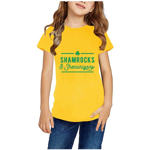EGNMCR Blouses & Chemises à Manches Courtes Col Rond pour Tout-Petits Garçons Filles Mode Mignon Col Rond Imprimé Haut à Manches Courtes Blouse Fille