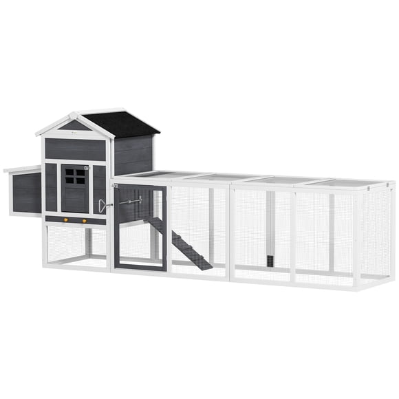 PawHut Chicken Coop W/ Extra Large Run Wooden Hen House W/ Slide-out Tray