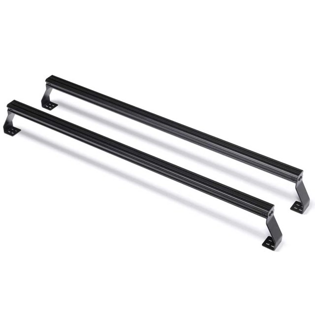 Putco Bed Cargo Rack Cross Bar 185743HD Venture TEC; For Use With Putco VentureTEC Bed Side Rail; 1000 Pound Statics Weight Capacity; 4 Foot Length; Powder Coated; Black; Aluminum; Set Of 2