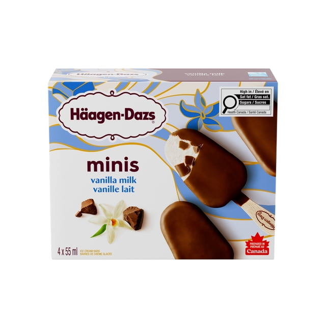 HAAGEN-DAZS Miniatures Vanilla Milk Ice Cream Bars, 4 x 55 ml