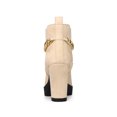 thumbnail image 2 of BLISSFUL STEP Women's Platform Chain Block High Heel Ankle Boots Nude 8, 2 of 7