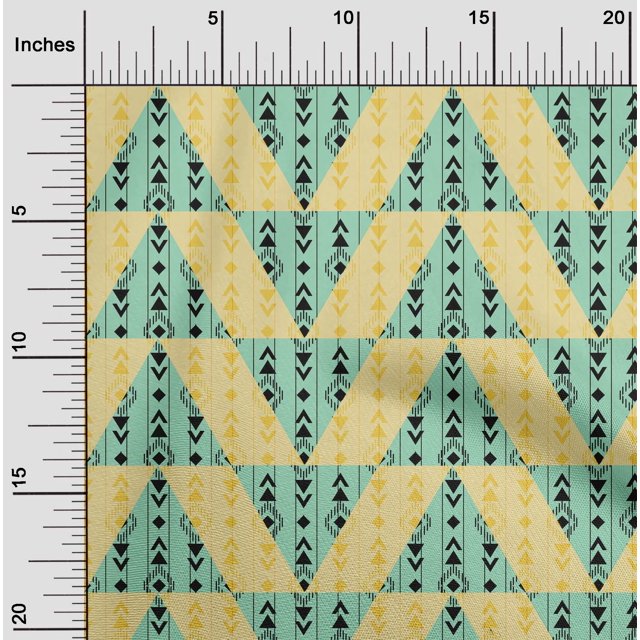 oneOone Silk Tabby Fabric Stripe|Diamond & Triangle Geometric Print Sewing Fabric BTY 42 Inch Wide