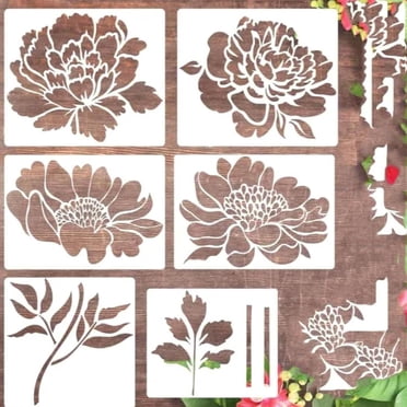 WIFKLSIIPG 6PCS Garden Fence Large Flower Stencils DIY Decoration 2024 New Giant Reusable Floral Stencil for Painting on Wood Walls Fence Pattern Sunflower Yard Spray Paint Crafts Stencils