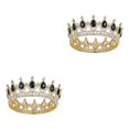 thumbnail image 2 of ZheElen Alloy Durable And Non-deforming Rhinestone For Wedding Or Cosplay Family Wedding Hair Crown Gold  + black 2Set, 2 of 6