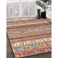 thumbnail image 2 of Ahgly Tapis Rond Abstrait Rouge Châtaigne pour Intérieur, 6 Pieds Rond, 2 of 6