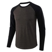 LUOGENLI Male T-shirts for Mens Men's Casual Sports Crew Neck Color Matching Long Sleeved T Shirt Mens T-shirts Graphic Tees Fishing Easter Black XL