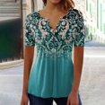 thumbnail image 2 of Pompotops Femmes Mode Casual Imprimé Col Rond en Vrac Manches Courtes T-shirt Top Chemisier Pull-Over Clair, 2 of 5