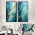 thumbnail image 1 of Designart "Turquoise Calm II" Abstract Landscapes Framed Wall Art Set Of 2 - Teal Landscapes Gallery Wall Frame Set For Home Decor, 1 of 6
