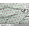 thumbnail image 2 of Soimoi Green Poly Georgette Fabric Peach Rose Watercolor Print Sewing Fabric BTY 52 Inch Wide, 2 of 3