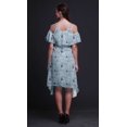 thumbnail image 4 of Bimba Robe Tunique de Fête à Manches Flottantes Imprimé Oiseau Bleu Épaules Dénudées Midi - Très Grande Taille, 4 of 6