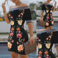 thumbnail image 4 of Short Dress Off Shoulder Skin-friendly Polyester Vintage Bodycon Midi Party Cocktail Dress for Prom, 4 of 8