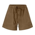 thumbnail image 4 of Pisexur Womens Shorts Solid Color Elastic Waist Shorts Summer Casual Adjustable Drawstring Shorts Quick Dry Gym Yoga Workout Shorts Comfy Loose Linen Shorts Plus Size Shorts with Pockets S-5XL, 4 of 7