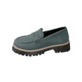 thumbnail image 2 of Liquidation d'Économies d'Été 2025! VOAVEKE Sandales Femme, Sandales de Plage pour Femme, Chaussures Mode Décontractées de Printemps Rétro Effet Suédé Bout Rond Talon Épais Semelle Épaisse Mocassins Talon Moyen Vert 8.5, 2 of 3