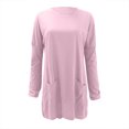 thumbnail image 3 of KIHOUT Spring Winter Womens Tops New Round Neck Long Sleeve Loose Pocket Solid Color Casual Top, 3 of 4