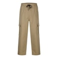 thumbnail image 4 of Dagugfen Cargo Pants for Men Straight Leg Drawstring Elastic Waist Loose Comfy Outdoor Hiking Pants, 4 of 9