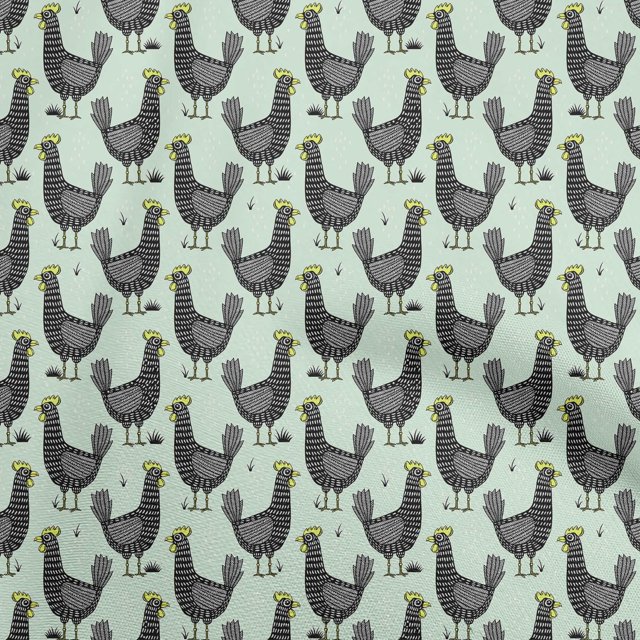 oneOone Polyester Spandex Mint Fabric Rooster Cock Craft Projects Decor Fabric Printed By The Yard 56 Inch Wide-RY