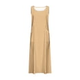 thumbnail image 5 of Jsaierl Robes d'Été pour Femmes 2024 Robe Sans Manches en Coton et Lin Robe Décontractée de Couleur Unie Robe à Col en V Coupe Ample Longues Robes, 5 of 5