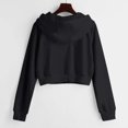 thumbnail image 3 of ORUYROP Sweat à Capuche Court à Manches Longues Zippé Rayé pour Femmes, Veste Décontractée à Cordon de Serrage, 3 of 6