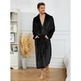 thumbnail image 3 of U2SKIIN Mens Fleece Robe, Soft Warm Long Plush Shawl Collar Fleece Bathrobe,(Black,L-XL), 3 of 5