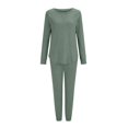 thumbnail image 3 of AherBiu Ensembles de Détente pour Femmes Manches Longues Pyjamas 2 Pcs Tenues Hauts à Encolure Dégagée Pantalons Vêtements de Nuit, 3 of 6