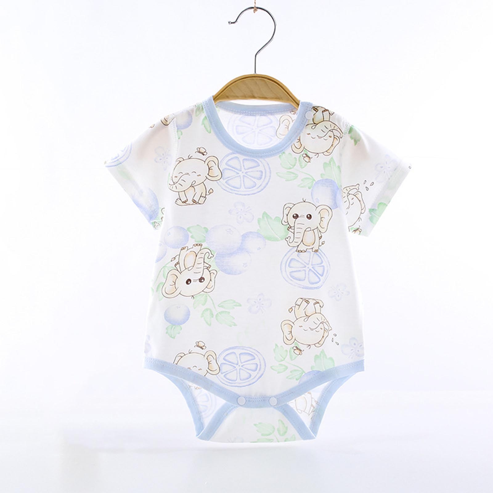 JDQJBZ Barboteuse à Manches Courtes pour Nouveau-Né, Imprimé Ourson, en Coton