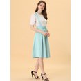 thumbnail image 3 of Unique Bargains Jupe Midi Plissée à Bretelles Rétro à Taille Élastique pour Femme, Vert Pâle, TG, 3 of 5
