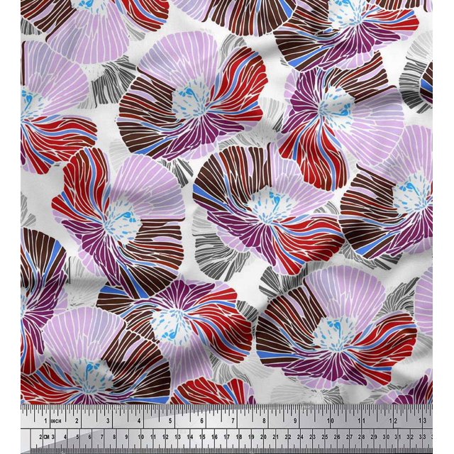 Soimoi Velvet Fabric Artistic Flower Decor Fabric Printed Yard 58 Inch Wide