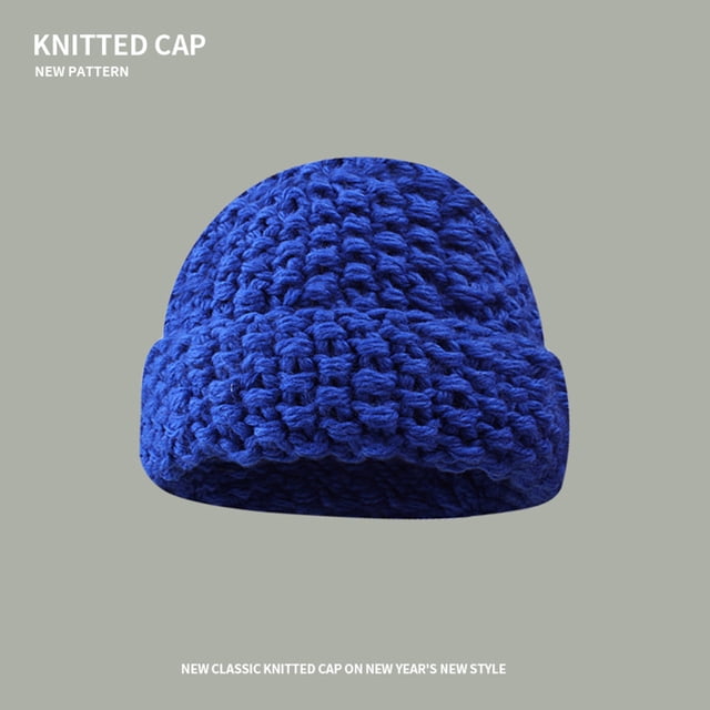 Women's Autumn Winter Solid Color Thickened Warm Ear Pineapple Pattern Knitted Hat