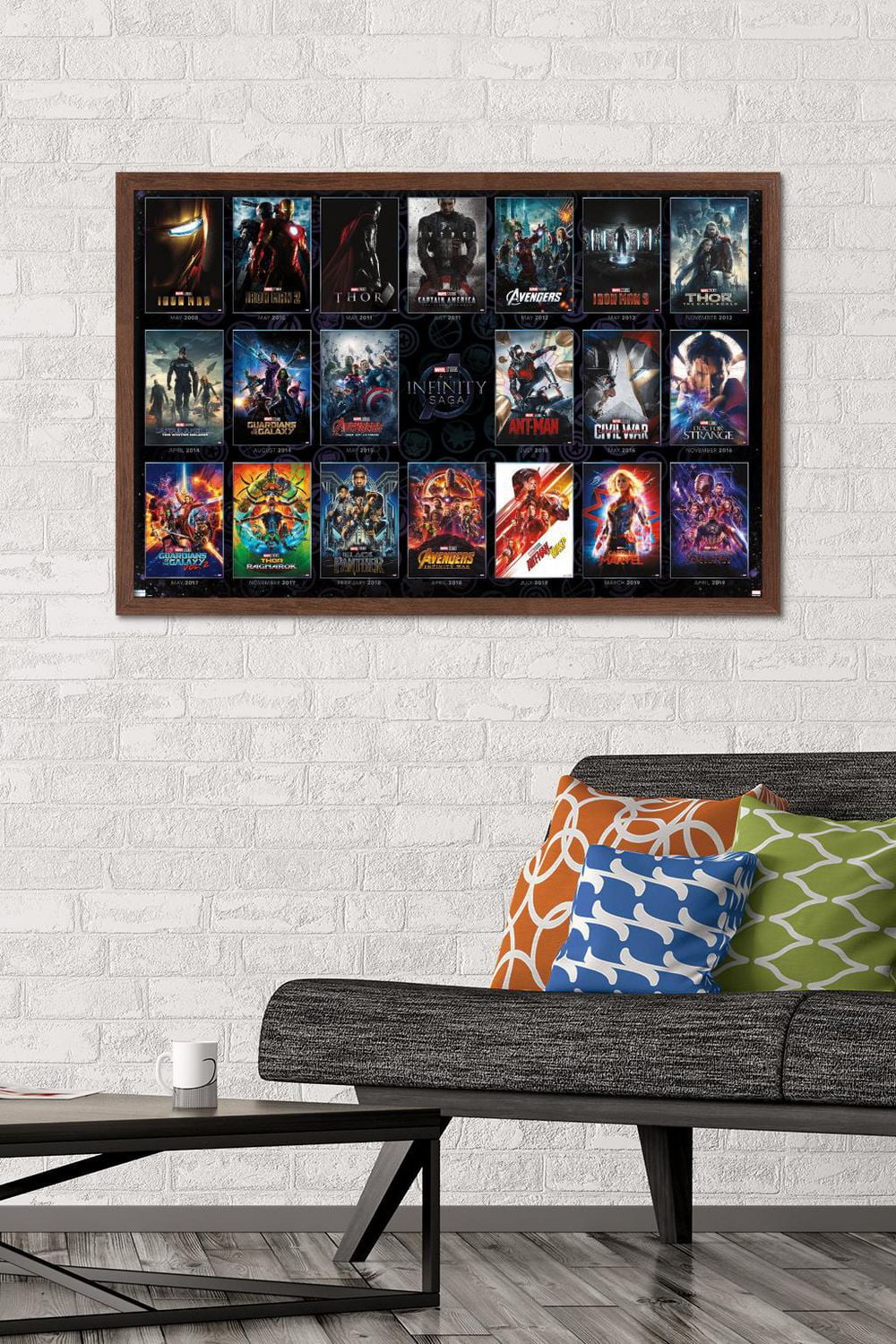 Marvel Avengers: The Infinity Saga - One Sheet Grid Wall Poster, 22.375" x 34" Framed