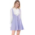 thumbnail image 2 of INSPIRE CHIC Robe Chasuble de Noël pour Femme, Robe Salopette, Décor de Boutons, Jupe Évasée à Bretelles, Violet Pâle, TG, 2 of 6