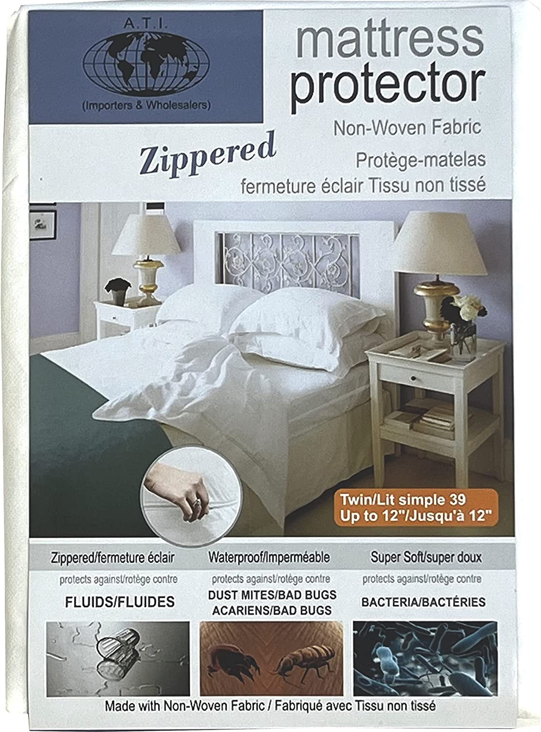 Protège-matelas à Fermeture Éclair en Tissu Non Tissé (Simple (39X75+12))