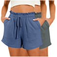 thumbnail image 1 of FNFYFH Clearance Womens Loose Fit Solid Color Summer Shorts Oversized Casual Shorts，Blue, 1 of 5