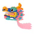 thumbnail image 4 of Handmade Paper Dragon DIY Material s Props Children's Toys Ornament Practical pink 45x38cm, 4 of 7