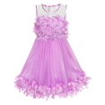 thumbnail image 1 of Robe Fille Violette Fleur Dimensionnelle Anniversaire Mariage Robe 5 Ans, 1 of 6