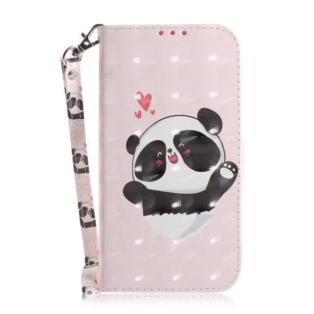 Case for Motorola Moto X30 Pro 5G Cover Magnetic 3D Pattern Wallet Flip Case With Strap - Cute panda